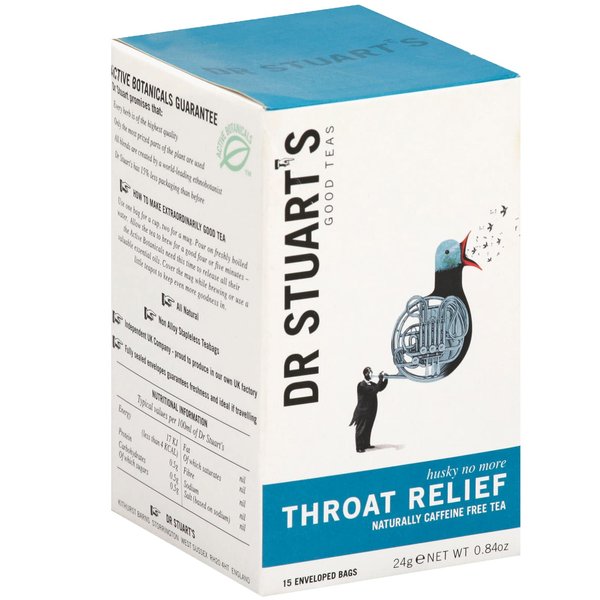 Dr Stuart's Throat Relief Tea | Organic Blend of Cinnamon, Licorice, Marshmallow Root & More | Herbal Tea Helps Breathe Easy & Support Throat Health | 0.84 Oz (15 Teabags)