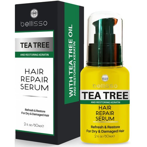 Tea Tree Oil Hair Serum - Moisturizer Treatment for Fighting Dandruff and Repair Dry, Damaged Hair and Itchy Scalp - Care and Styling Products for Women and Men - With Anti Frizz Keratin for Shine