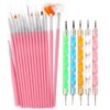 20pc Nail Art Painting Brush Pen Tools Kit UV Gel Building Drawing Linering Brushes Set Mandala Nail Dotting Pens (Pink)