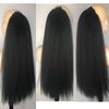 Long Kinky Straight Drawstring Ponytail Black 24 inch Yaki Straight Drawstring Ponytail Extension Synthetic Hair Clip in Ponytail Hair Extensions for Women 1B# Natural Black