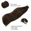 DOORES Hair Extensions Tape in Human Hair Balayage Dark Brown to Chestnut Brown 20pcs 50g 20 Inch Silky Straight Tape in Human Hair Extensions Natural Hair Skin Weft