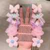 5 Pcs Cute Metal Hair Clip Combs Magic Pearl Hair Accessories Camellia Flower Barrettes Wire Twist Bun Clamp Invisible Bang Comb for Girls kids C#02