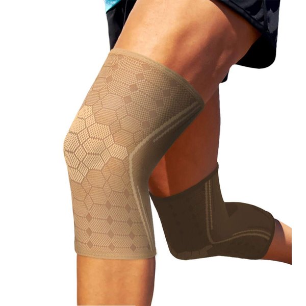 Sparthos Knee Compression Sleeves by (Pair) – Support for Sports, Running, Joint, Knee Pain Relief – Knee Brace for Men and Women – Elder ACL PCL Bursitis Meniscus Tear Patella Runner Knee (Beige-XL)