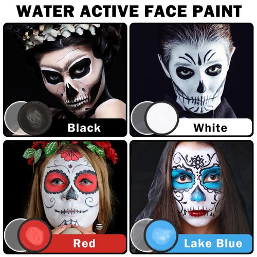 White Face Body Paint Pro Water Based Face Paint Washable for Adults and Kids,Halloween SFX Cosplay Clown Zombie Vampire Skeleton Stage Makeup-White
