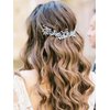 Unsutuo Crystal Bridal Headband Silver Rhinestone Leaves Wedding Hair Vine Pearls Bride Hair Pieces for Women and Girls(Silver)