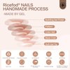Ricefod Press on Nails Handmade Reusable Fake Nails with Cartoon Cat Design Press on False Nails French Tip Coffin Nails 10 Pcs Luxury Nails, Size:Small