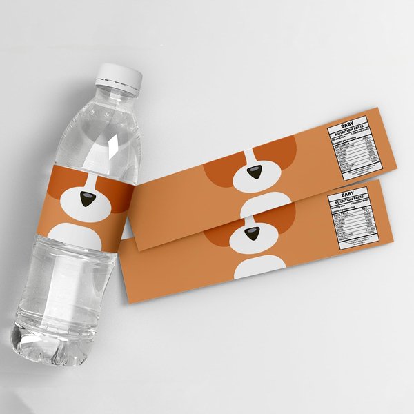 Generic 24pcs Cute Blue Dog Print Bottle Sticker Waterproof Printable Labels for Water Bottles with from Pet Design Ideal for Birthday Party, Baby Shower, Gender Reveal for Kids Boys Girls (Orange)