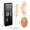 3PCS Bamboo Hair Brush Set, Wide-tooth and tail comb, Massaging Scalp, Detangling brush for Women, Men &Kids, Eco-friendly Natural Wooden for All Hair Types by Msnasit
