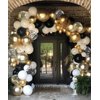 300 Pcs Black Gold Confetti Balloons Set Lncludes 12 inch Black White Gold and Black Gold Confetti Balloons for Birthday Party Supplies Wedding Graduation Decorations