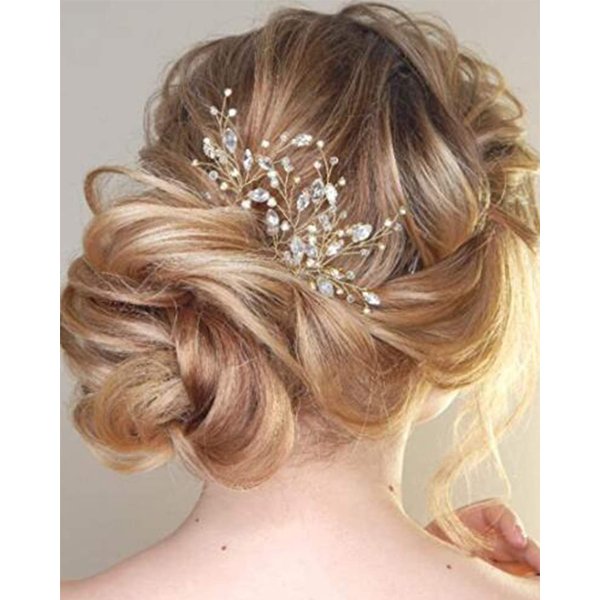 YERTTER 3 Pcs Wedding Hair Pins Decorative Rhinestones Crystal Vine Bridal Bun Clip Accessories for Brides and Bridesmaids (Silver)