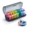7-Day Pill Organizer with Two Compartments Per Day, Ideal for Pills/Vitamins/Fish Oil/Supplements Storage, BPA-Free and Easy to Clean (Black - Colorful)