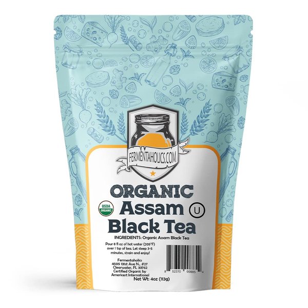 Fermentaholics USDA Certified Organic Loose-Leaf Assam Black Tea - Perfect For Homebrewing Kombucha, Hot Tea, And Iced Tea - OU Kosher Certified – Premium Taste, Aroma, And Flavor