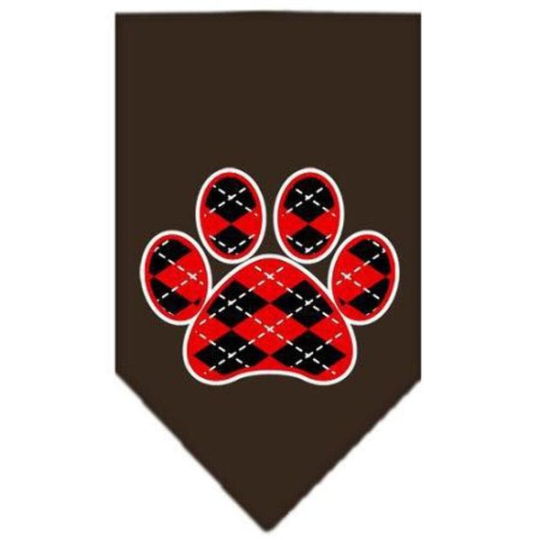 Mirage Pet Products Argyle Paw Red Screen Print Bandana for Pets, Small, White