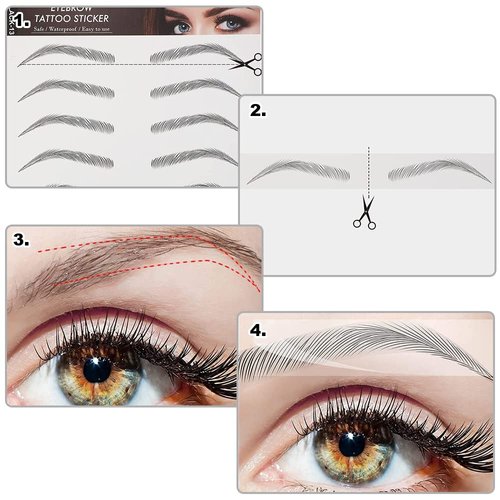 FZLMYANGNDQZ 6 Pcs Eyebrow Stickers Waterproof Eyebrow Tattoo Stickers Replaceable Fake Eyebrows for Women and Girls