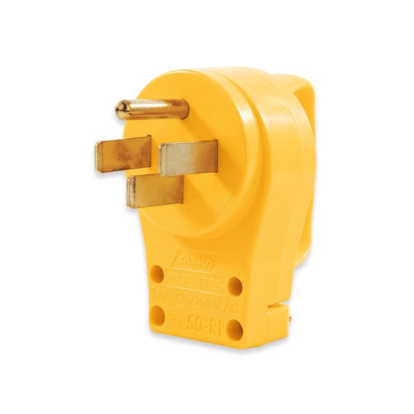 Camco Power Grip Camper/RV Replacement Plug | Attach 50 Amp Plug to Existing RV Extension Cord | Features 50 Amp RV Plug (NEMA 14-50P) & Ergonomic Designed Handle | Rated for 125-250V/12,500W (55255)