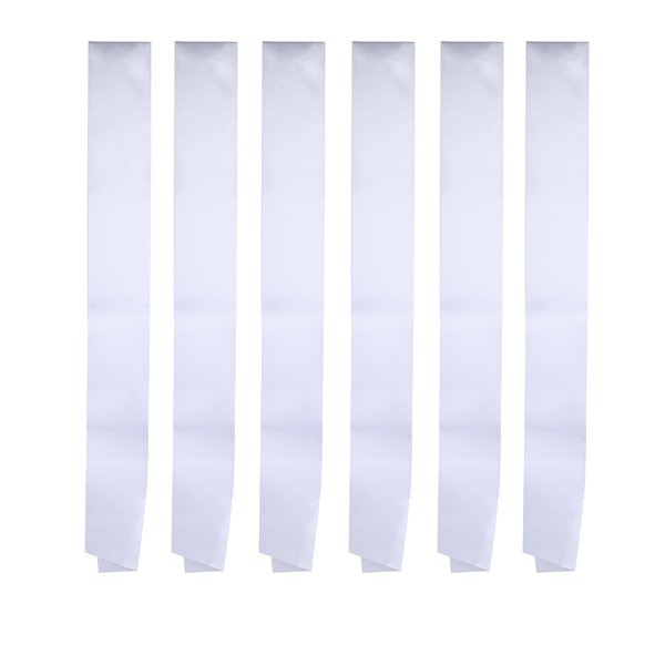 I-MART Blank Satin Sash, Princess, Beauty Queen, Homecoming, Winner, Mayor, Make Your Own Pins, Party Plain Pageant Sashes (Pack of 6- White)