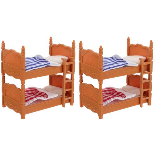 Doll House Furniture Dollhouse Mini Double beds Dollhouse Miniature Furniture Miniatures Bunk Bed for Miniature Dollhouse