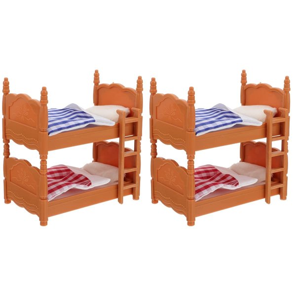 Doll House Furniture Dollhouse Mini Double beds Dollhouse Miniature Furniture Miniatures Bunk Bed for Miniature Dollhouse