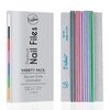 Nail File Washable 12 Pack Color Coded Emery Boards Variety Pack Nail Filer Gray Zebra Serrated Edge Square End Fingernail Files (Assorted)