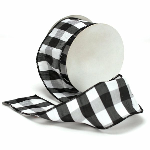 Cheshire Wired Edged Black and White Dupioni Striped Ribbon 2 1/2" 10 Yards
