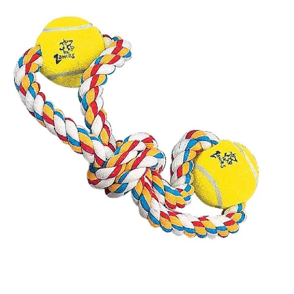 Figure 8 Dog Toys Fun and Colorful Choices Tug Toss Fetch Play Ropes and Loops (Multi Color Tugger 2 Balls)