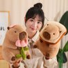 LVQING Cute Capybar Stuffed Animals with Wearable Toast headsetwear Capybar, Gifts for Kids (11 in Bread Capybar)