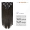 Aison Dark Brown Clip in Hair Extensions Real Human Hair 70G 100% Remy Human Hair Clip in Extensions Soft Silky Straight for Fashion Women 7pcs 16clips 18 Inch Brown Hair Extensions