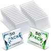 BILLIOTEAM 50pack Mini Clear Sign Display Holder with Blank Labels,2.4*1.6 Inch Horizontal Slanted L-Shape Plastic Name Card Price Card Tag Label Counter Top Stand