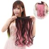 Vieuinaux 18inch Long 3/4 Full Head One Piece Curly Wave Short Clips in on Synthetic Hair Extensions Hair Pieces for Women 5 Clips Hairpieces (Brown/Light Pink Mixed)