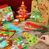 24 Pcs DIY Christmas Tree Paper Craft Kit Hanging Ornaments DIY Christmas Crafts Card Making Kit for Kids Holiday Favor Decorative Sticker Xmas Party Supplies