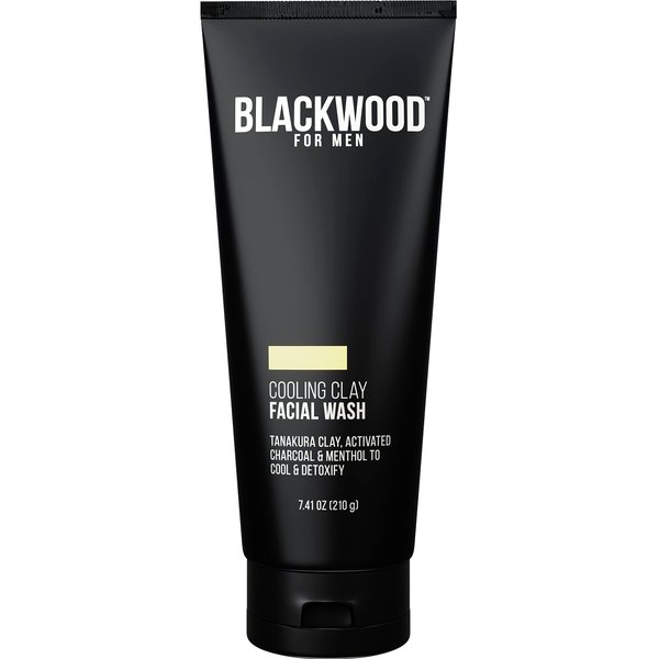Blackwood For Men Cooling Clay Face Wash - Activated Charcoal, Menthol, & Tanakura Clay Cleanser & Mask for Deep Cleansing & Acne Treatment - Sulfate Free, Paraben Free, & Cruelty Free (7.41 oz)