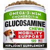 Glucosamine Treats for Dogs - Joint Supplement w/Omega-3 Fish Oil - Chondroitin, MSM - Advanced Mobility Chews - Joint Pain Relief - Hip & Joint Care - Chicken Flavor - 120 Ct - Made in USA