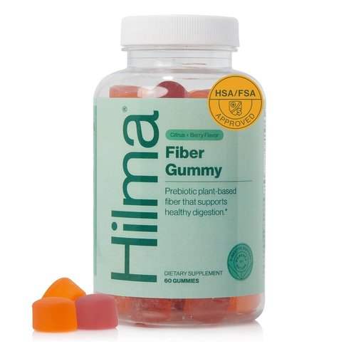 Hilma Prebiotic Fiber Gummies, Daily Fiber Supplement, Gummies for Adults, Supports Gut Health for Women and Promotes Regularity, Citrus and Berry Natural Flavor, FSA Eligible, 60 Count