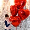 wrovitik 2 pcs Red Heart Foil Balloons,24 Inch Heart Shaped foil Balloons Love Balloons for Wedding Decoration Party Valentines'Day Birthday Balloons