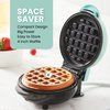 Elite Gourmet EWM013M# Electric Nonstick Mini Waffle Maker with 5-inch cooking surface, Belgian Waffles, Compact Design, Hash Browns, Keto, Snacks, Sandwich, Eggs, Easy to Clean, Mint