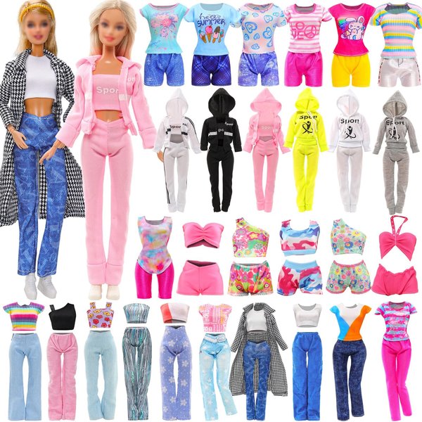 8 Sets 11.5 Inch Girl Doll Clothes Including Multiple Styles Sports Wear Casual Suit Shorts Outfits Fashion Top and Pants and Swimsuit for Girl Doll