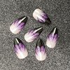 Almond Halloween Press on Nail Short Purple Fake Nails Spider Web French Tip Acrylic Glue on Nails Full Cover Shiny False Nail Stick on Nails for Women Party Manicure Decor 24pcs