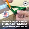 DFM Small Carpenters Square Work Tools w/Fixed Miter Angle Pin - Precision Woodworking Speed Square - 3.5" x 3.75" Size for Pocket 1/16" Scribe Holes 5 x 1/4" Pin Holes - Made in USA - English Blue
