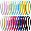 Cinaci 30 Pieces Candy Color Width 1cm/0.4" Thin Plastic Headbands Satin Covered Blank Plain DIY Craft Headbands for Women Girls Teens Kids