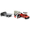 Agriculture 1/64 Bobcat 5 Piece Construction Set with Rollback, Livestock Trailer, Cow & Skid Loader 16503