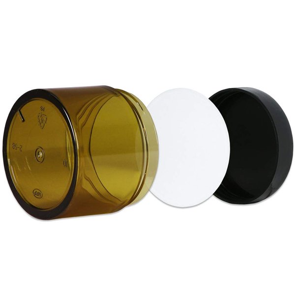 Beauticom 60 Grams/60 ML (2 Oz) Round AMBER Clear Leak Proof Plastic Container Jars with Black Lids for Storage Cosmetic Lotion Scrubs Creams Ointments (3 Pieces Jars + Lids, AMBER) with Black Lids