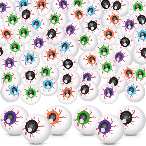 Leitee 60 Pcs Halloween Eyeballs Plastic Scary Eye Balls Realistic Table Tennis Eyeballs Horror Props Fake Colorful Table Tennis Balls for Adults Halloween Party Terror Props Decor (Colorful,1 Inch)