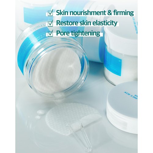 ThelaviCos Hyaluronic Acid 3,000 Ampoule Pad | Intense moisturizing Hydrating Toner pad mask, Skin Firming Elasticity & Pore Tightening Treatment | Korean Skincare for Sensitive Skin (70 Pads)