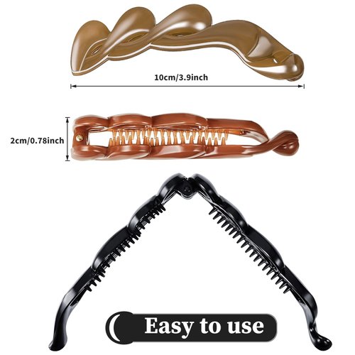 6 Pieces Banana Hair Clips Hair Comb Claw Hair Clincher Comb for Girls Women Thick Medium Hair, 4.13 Inch (Black, Peach, Khaki, Brown, Wine Red, Blue)