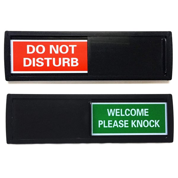 Black Do Not Disturb Sign | SHUTTER CHANGES WHEN YOU PUSH IT | For Home, Offices,Hotels, Hospitals (Don't Disturb, Welcome Signs) Also includes double sided tape mounting.