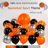Fall Balloon Garland Arch Kit, 124pcs Orange Black silver with mylar Foil Star Basketball Balloons for 1st Birthday Party Baby Shower Sports Basketball Theme Supplies Decorations
