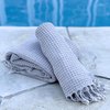 MyAprils Turkish Hand Towels for Bathroom | Kitchen Towel with Fringe Decorative Bathroom Towel for Hand, Face, Hair, Tea, Dishcloth, Kitchen and Bath | 100% Cotton 19x40 inches - Beige