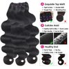 Releek 16A Body Wave Human Hair Bundles 14 16 18 Inch Brazilian Virgin Human Hair 3 Bundles Body Wave Unprocessed Raw Human Hair Extensions Thick Ends Hair Weave Bundles Natural Black Color