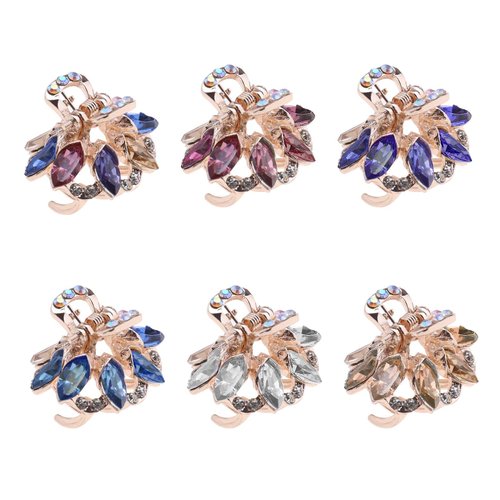 SING F LTD 6pcs Hair Claw Clips Small Vintage Metal Rhinestone Hair Claw Girl Women Hair DIY Accessory Fashion Headwear Colorful Non-slip Hair Claw Jaw Clips
