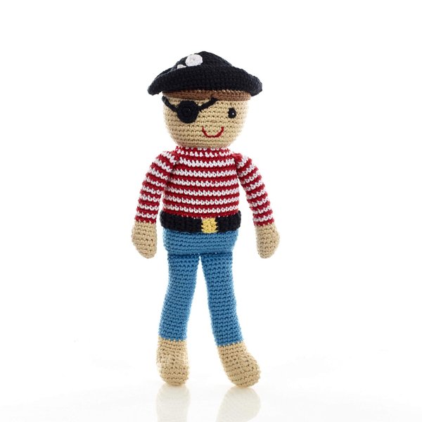 Pebble | Handmade Pirate—Red | Crochet | Fair Trade | Pretend | Imaginative Play | Beach | Machine Washable